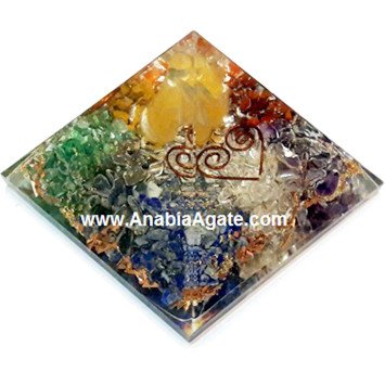 Mix Gemstone Orgone Ganesha Pyramid - Healing Crystals and Stones