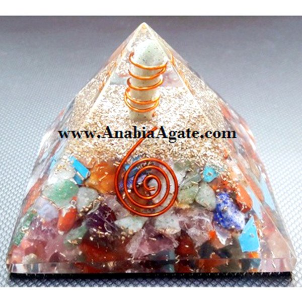 Mix Gemstone Orgone Pyramid With Green Aventurine Point