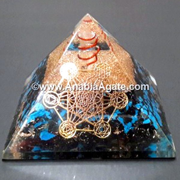 Mix Gemstone Orgone Pyramid with Chakra Metatron Symbol 