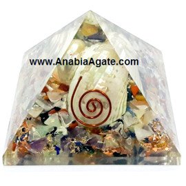 Mix Gemstone Orgone Shell Pyramid (50-60mm) - Healing Crystal Energy Generator