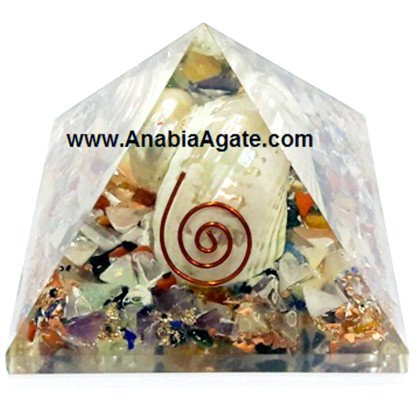 Mix Gemstone Orgone Shell Pyramid (50-60mm) - Healing Crystal Energy Generator