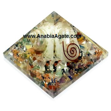 Mix Gemstone Orgone Shell Pyramid (50-60mm) - Healing Crystal Energy Generator