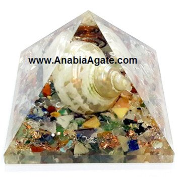 Mix Gemstone Orgone Shell Pyramid (50-60mm) - Healing Crystal Energy Generator
