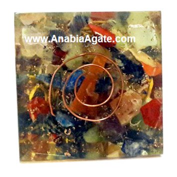 Mix Gemstone Reiki Engraved Orgone Pyramid - Orgone Healing Energy