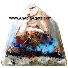 Mix Gemstones Layer Pyramid with Crystal Point | Gemstone Pyramid