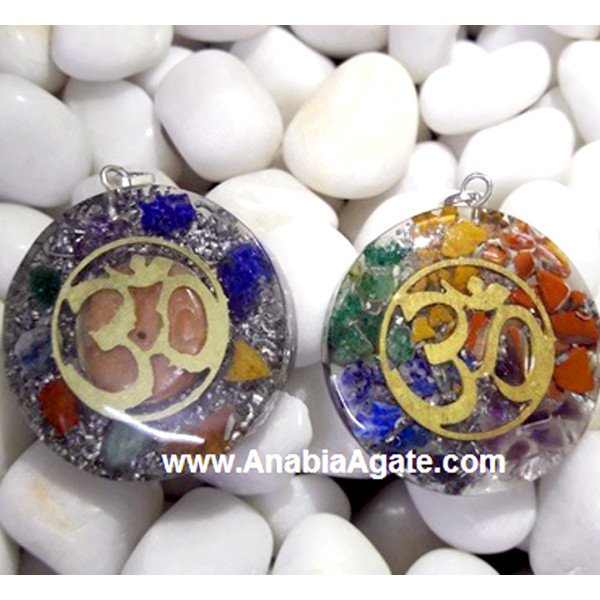 Mix Orgone Round Pendants With Metal OM - Unique Energy Pendants