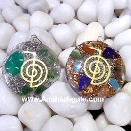 Mix Orgone Round Pendants with Metal Reiki Symbols | Handcrafted Spiritual Jewelry
