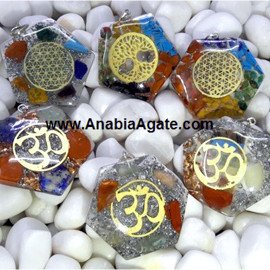 Mix Shapes Chakra Orgone Pendants with Metal Symbols | Unique Spiritual Jewelry