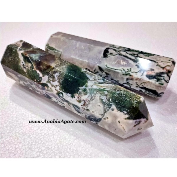Moss Agate Faceted Wands - Beautiful Crystal Healing Tools