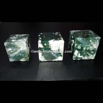 Moss Agate Big Size Cube - Natural Gemstone Decor