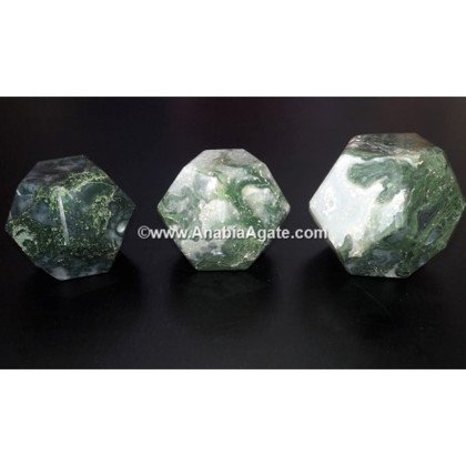 Moss Agate Dodecahedron Shape Crystal