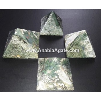 Moss Agate Baby Pyramids - Natural Gemstone Decor