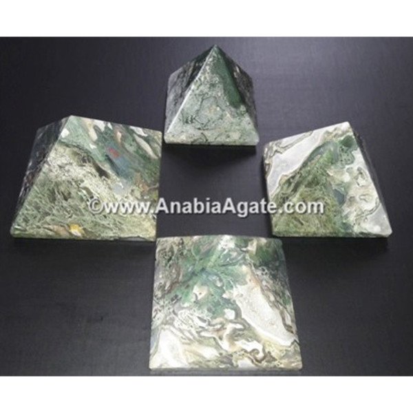 Moss Agate Baby Pyramids - Natural Gemstone Decor