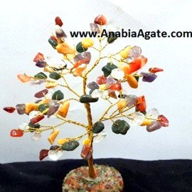 Multi Color Double Wired 150 Gemstone Chips Tree