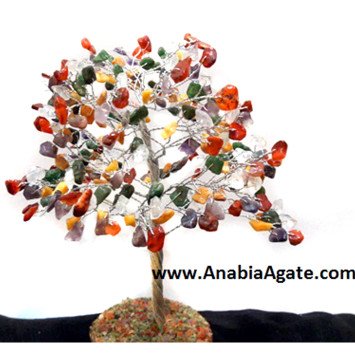 Multi-Color Double Wired 300 Gemstone Chips Tree