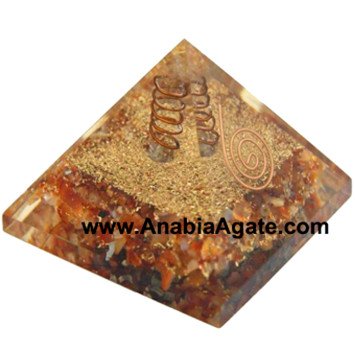 Orange Aventurine Orgone Pyramid with Crystal Point - Energy Balancing and Harmonizing
