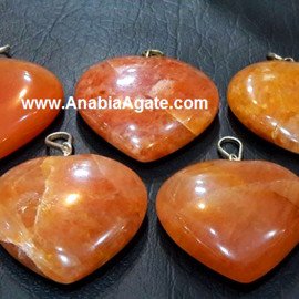 Orange Aventurine Crystal Heart Pendants - Beautiful Handcrafted Jewelry
