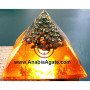 Orange Orgone Pyramid with Silver Pearls - Crystal Healing Energy Generator