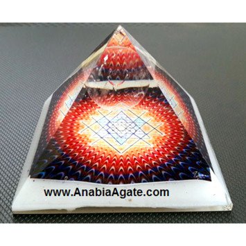 Orgone Chakra Flower Of Life Pyramid with Crystal Quartz Ball - Energize Your Space