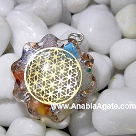 Orgone Flower of Life Pendant - Healing Crystal Energy Necklace
