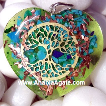 Orgone Heart Pendant with Metal Tree of Life | Healing Crystal Necklace