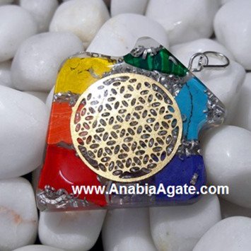 Orgone Beautiful Pendant With Metal Flower of Life - Energy Healing Jewelry