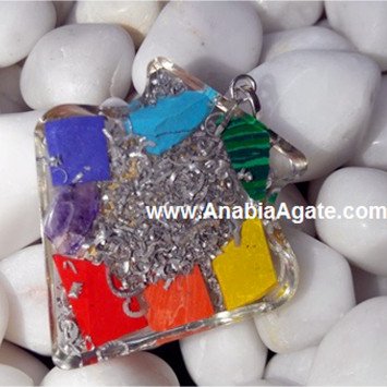 Orgone Beautiful Pendant With Metal Flower of Life - Energy Healing Jewelry