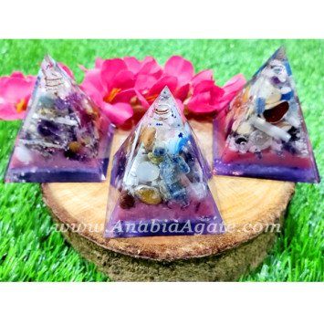 Orgone Pyramid with Tumble Stones - Energy Healing & EMF Protection