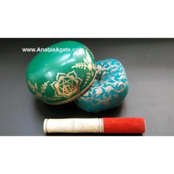 Tibetan Heart Chakra Singing Bowl with Cushion and Leather Stick