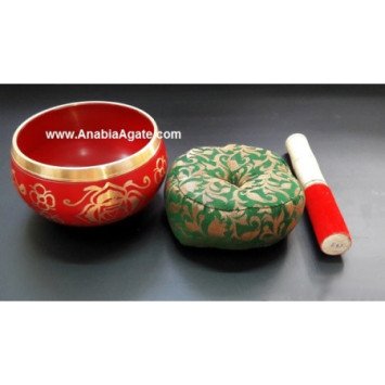 Tibetan Root Chakra Singing Bowl with Cushion and Leather Stick | Mindfulness Meditation Tool