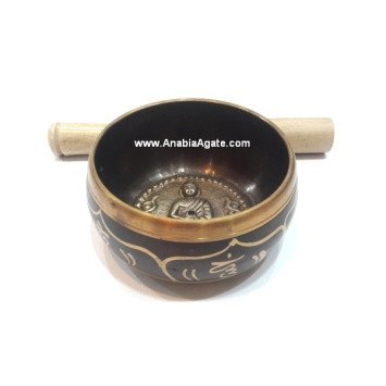 4-Inch Tibetan Singing Bowl with Embossed Buddha for Meditation