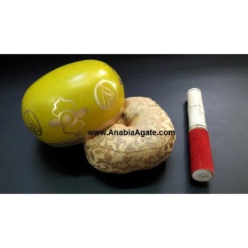 Tibetan Solar Plexus Chakra Singing Bowl with Cushion and Leather Stick