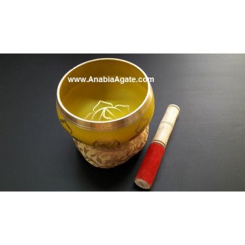 Tibetan Solar Plexus Chakra Singing Bowl with Cushion and Leather Stick