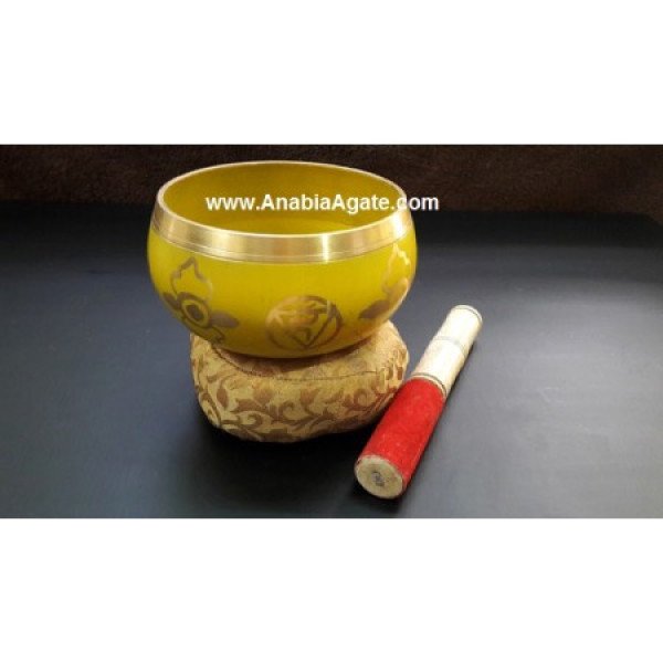 Tibetan Solar Plexus Chakra Singing Bowl with Cushion and Leather Stick