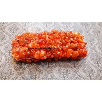 Red Carnelian Chips Wristbands - Handmade Gemstone Jewelry
