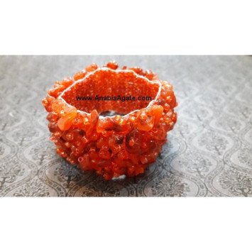 Red Carnelian Chips Wristbands - Handmade Gemstone Jewelry