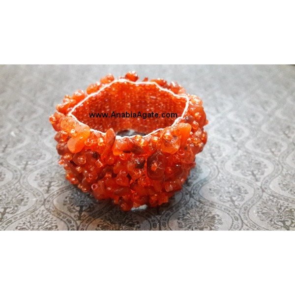 Red Carnelian Chips Wristbands - Handmade Gemstone Jewelry