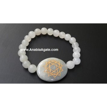Green Aventurine Anahata Engraved Bracelet - Natural Healing Crystal Jewelry