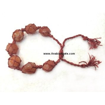 Red Carnelian Netted Tumble Bracelet - Handcrafted Gemstone Jewelry