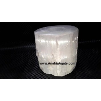 Selenite Candle Holder - Natural Crystal Decor