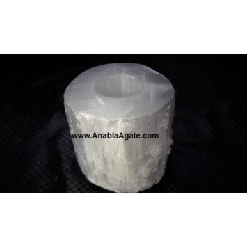 Selenite Candle Holder - Natural Crystal Decor