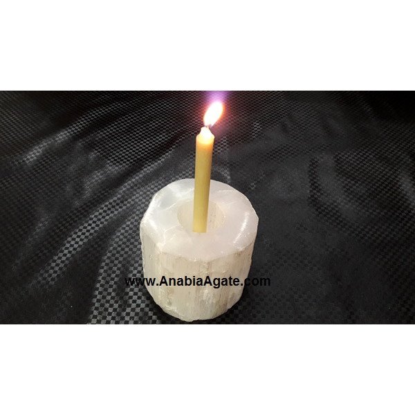 Selenite Candle Holder - Natural Crystal Decor