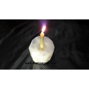 Selenite Candle Holder - Natural Crystal Decor