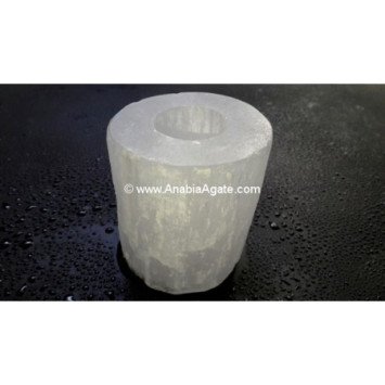 Selenite Candle Holder - Cylindrical Design