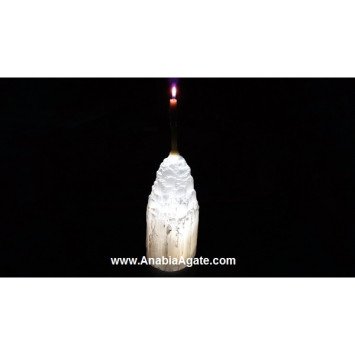Selenite Big Size Lamp + Candle Holder - Illuminate Your Space