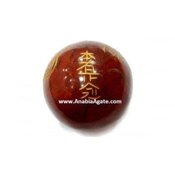 Red Jasper Usui Engraved Sphere - Healing Crystals & Energy Stones