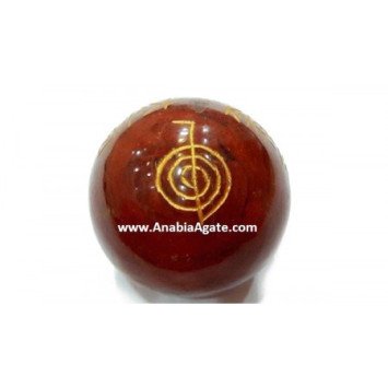 Red Jasper Usui Engraved Sphere - Healing Crystals & Energy Stones
