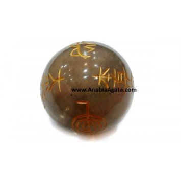 Smoky Quartz Usui Engraved Sphere - Beautiful Crystal Healing Tool