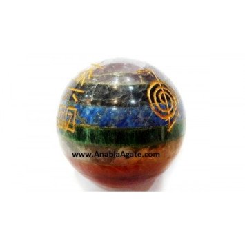 Chakra-Bonded Engraved Usui Reiki Sphere | Healing Crystals and Stones