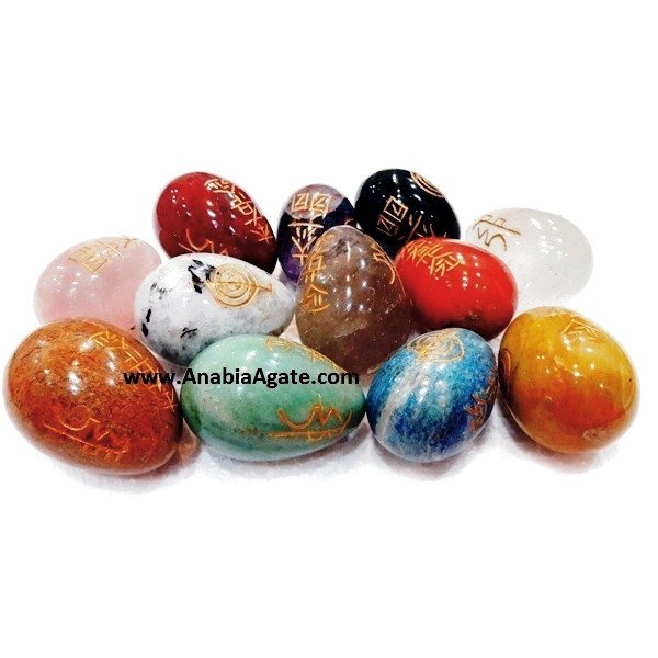 Mix Gemstone Usui Engraved Eggs | Enhancing Energy and Balance